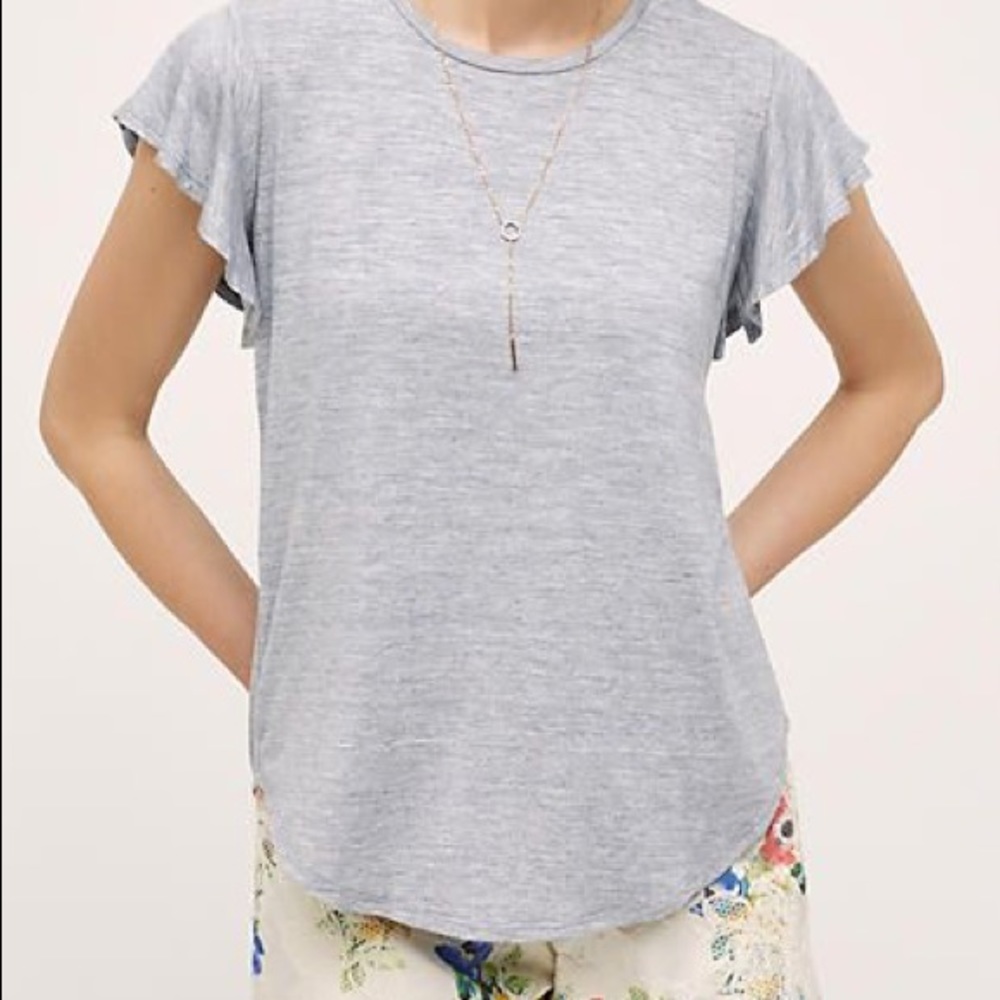 Anthropologie ruffle sleeve top